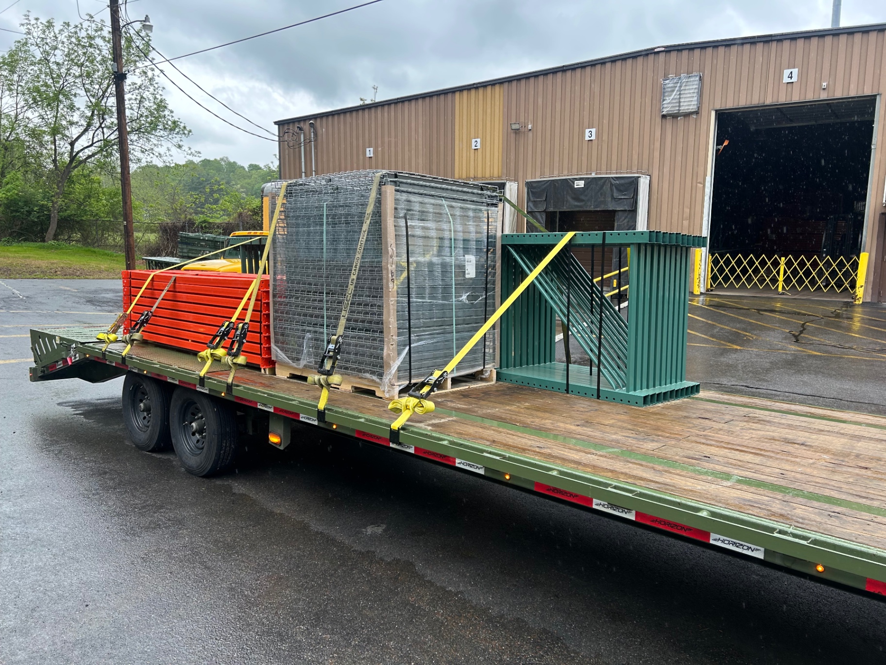 Mixed building materials including wire mesh and steel frames